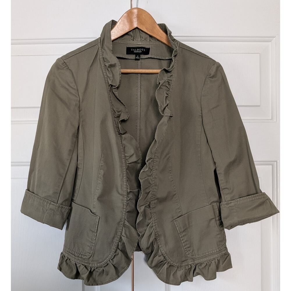 Talbots Green Ruffle Y2K ropped Jacket